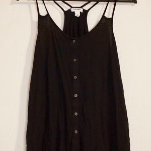 Double strap button up Black Tank